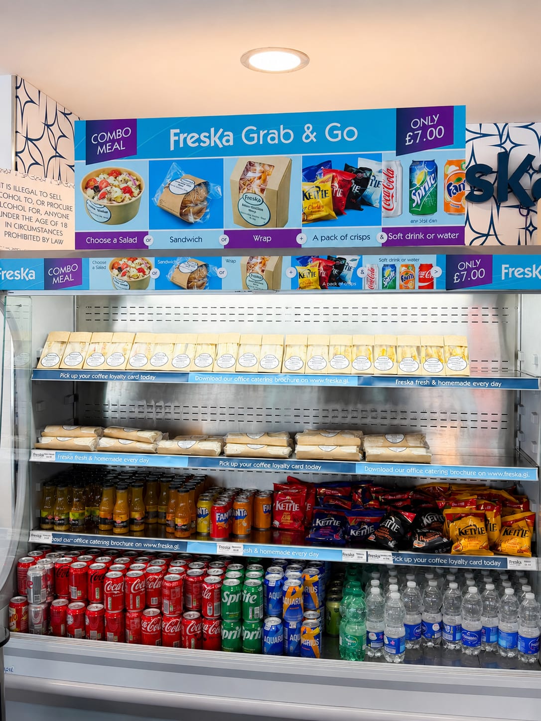 Freska Grab & Go fridge stocked with sandwiches, wraps, snacks and drinks