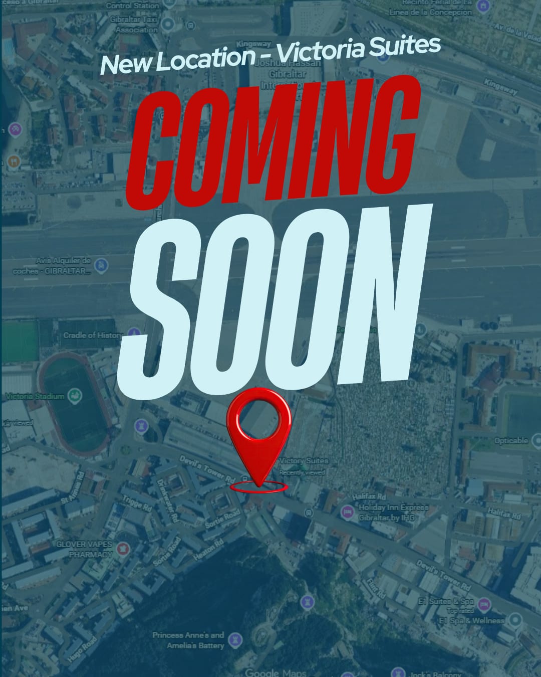 Coming soon graphic for the new Freska Victory Suites location, with its site marked on a map of Devil's Tower Road